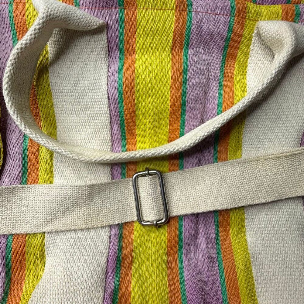BDG Urban Outfitters Serena Mesh Tote Bag Purple Orange Striped - Picture 3 of 8
